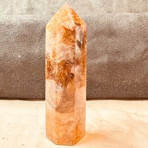 Fire Quartz Tower 78.8mm Hematoid Quartz Point Fiery Orange Inclusions 69g